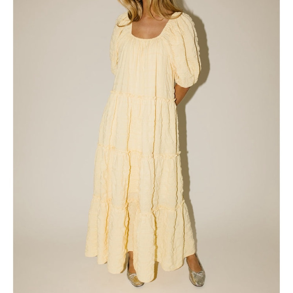 ZOCO Yellow Puff Sleeve Maxi Dress